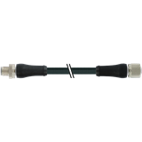 M12 Power male 0° / female 0° L-cod. PUR 5x1.5 bk UL/CSA+drag ch. 0.2m