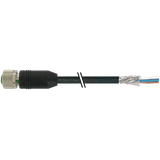 M12 fem. 0° A-cod. with cable PUR 5x0.34 shielded bk+drag-ch 4m