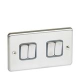 Synergy Authentic 4 gang 2-way switch - 10AX- Brushed Stainless Steel