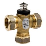 VZ308C Zone Valve, 3-Way, PN16, DN15, 15 mm O/D Compression, Kvs 0.4 m³/h, M30 Actuator Connection, 2.5 mm Stroke, Stem Up Closed