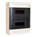 2X12 module surface-mounted box - Smoke door - Earth terminal block