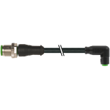 M12 male 0° / M8 female 90° A-cod. snap-in PUR 4x0.25 bk +drag ch. 1m