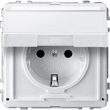 SCHUKO socket outlet with hinged lid and label, contact protection, plug-in terminals, polar white, AQUADESIGN