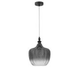 Matt Black Metal  Smoky Gray Glass  LED E27 1x12 Watt 230 Volt  IP20 Bulb Excluded  D: 24 H1: 32 H2: 120 cm Adjustable height