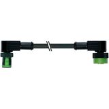 MQ12 male 90° / MQ12 female 90° A-cod. PUR 3x0.34 bk +drag ch. 1.5m