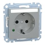 SCHUKO socket with surge protection and labeling field, touch protection, plug-in terminals, aluminum, System M