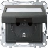 SCHUKO socket with hinged lid and label, touch protection, plug-in terminals, anthracite, System M