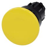 Mushroom pushbutton, 22 mm, round, plastic, yellow, 40mm, momentary contact type, with laser labeling, symbol number according to, ISO 7000 or IEC 60417