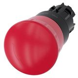 EMERGENCY STOP mushroom pushbutton, 22 mm, round, plastic, red, 40 3SU1000-1HB20-0AA0-Z Y15