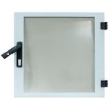 Glas Door f.DW-enclosure 6U,W600,RAL7035,Halfcylinder ready