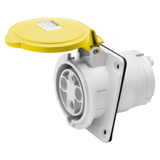 10° ANGLED FLUSH-MOUNTING SOCKET-OUTLET HP - IP44/IP54 - 3P+N+E 63A 100-130V 50/60HZ - YELLOW - 4H - MANTLE TERMINAL