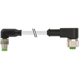 M8 male 90° / M12 female 90° A-cod. PUR 3x0.25 gy UL/CSA+drag ch. 2m