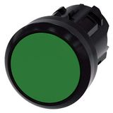 Pushbutton, 22 mm, round, plastic, green, pushbutton, flat momentary contact ...