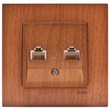 Novella Walnut Tree Two Gang Num Phone Socket (2xCAT3)