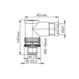 Fitted pluggable connector 4-pole M12 plug, right angle