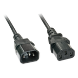 3m C14 to C13 Mains Extension Cable, black IEC C14 Connector to IEC C13 Connector