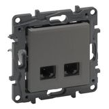 Double RJ45 socket Niloé Step category 6A UTP medium grey