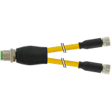 Y-Distributor M12 male/M8 female 0° A-cod. PUR 3x0.25 ye +drag ch. 4m