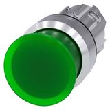 Illuminated mushroom pushbutton, 22 mm, round, metal, shiny, green,  3SU1051-1AD40-0AA0-Z Y11