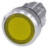 Illuminated pushbutton, 22 mm, round, metal, shiny, yellow, pushbutton, flat, latching, Push-to-release  3SU1051-0AA30-0AA0-Z Y15