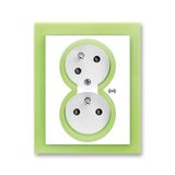 5583M-C02357 42 Double socket outlet with earthing pins, shuttered, with turned upper cavity, with surge protection