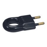 Flat male plug without plastic ground - with extraction ring - blister pack - black