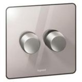 Synergy™ Sleek - Push on/off 2 gang 2-way rotary dimmer - 400W - Polished Stainless steel