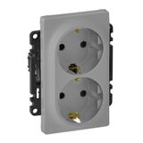 2x2P+E socket Valena Life - German std - 16 A - 250 V~ - alu