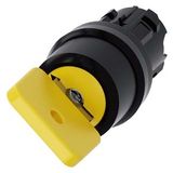 3SU1000-4JC01-0AA0-Z Y19 Key-operated switch O.M.R, 22 mm, round, plastic, lock number 73033, yellow, with 2 keys, 2 switch positions O