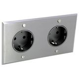 Art d'Arnould univers Memory double standard schuko horizontal power socket 2P+E 16A 250V - Brushed steel