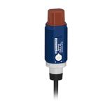 Photoelectric sensors XU, photo electric sensor, cylindrical, plastic, angled, polarised, Smax 5.5 m, PNP, Cable 2 m