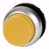 Illuminated pushbutton actuator, RMQ-Titan, Extended, maintained, yellow, Blank, Bezel: titanium