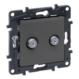 TV SOCKET DOUBLE F-TYPE STAR MEDIUM GREY