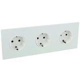 Art d'Arnould univers Epure prise de courant triple standard schuko horizontale 2P+T 16A 250V - blanc Satin