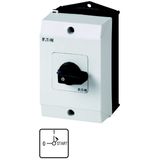 ON-OFF button, T0, 20 A, surface mounting, 2 contact unit(s), Contacts: 4, Spring-return in START position, 90 °, maintained, With 0 (Off) position, W