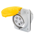 10° ANGLED FLUSH-MOUNTING SOCKET-OUTLET HP - IP44/IP54 - 3P+E 16A 100-130V 50/60HZ - YELLOW - 4H - SCREW WIRING