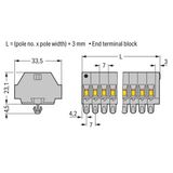 2-conductor terminal strip without push-buttons with snap-in mounting