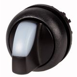 Illuminated selector switch actuator, RMQ-Titan, With thumb-grip, momentary, 2 positions, White, Bezel: black