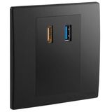 HDMI socket outlet with USB A data socket transfer brushed black