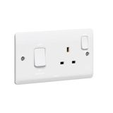 Cooker control unit Synergy - Double pole switch + Double pole socket + indicator - white