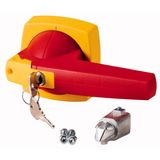 Toggle, 10mm, door installation, red/yellow, cylinder lock