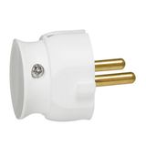 Extra-flat male plug without earth - 16A - side outlet - blister pack - white