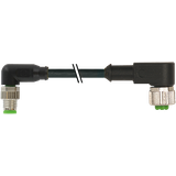 M8 male 90° / M12 female 90° A-cod. PUR 4x0.25 bk UL/CSA+drag ch. 2m