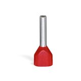 Twin ferrule Sleeve for 2 x 1 mm² / AWG 2 x 18 red, insulated red