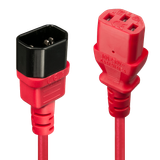 0.5m C14 to C13 Mains Extension Cable, red IEC C14 Connector to IEC C13 Connector