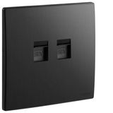 Mallia Senses - 1 gang double RJ11 telephone socket outlet - Brushed Black