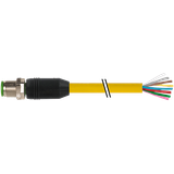 M12 male 0° A-cod. with cable PUR 8x0.25 ye UL/CSA+drag ch. 30m