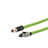 M12 Industrial Ethernet cable, X-coded, 1.0 m, M12 plug straight - RJ4