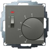 UP room controller, anthracite 55x55, 5-30C, AC 24V, 1 opener 10 A at DC 24 V 100 W, temperature reduction approx. 4K