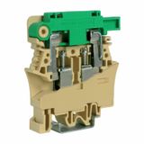 Screw terminal block 10mm2 portafusibile, 1-level, wtih lamp predisposition, beige.color